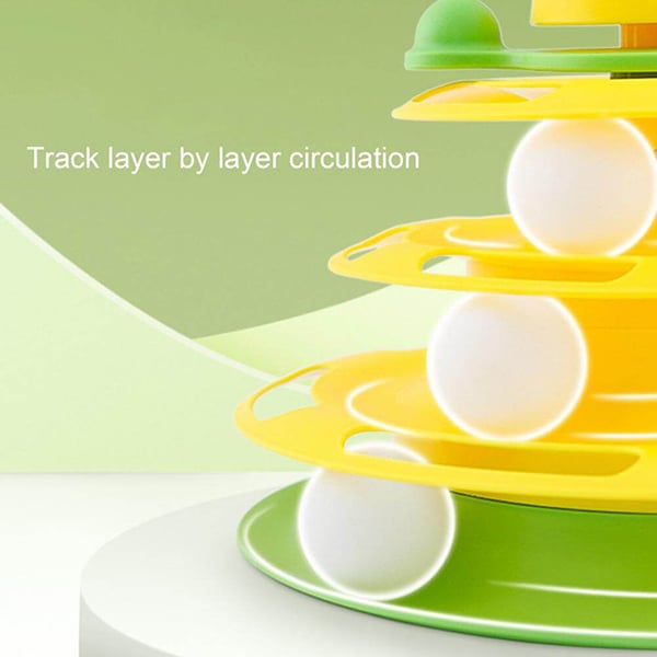 Lovely Interactive Circle Track with Moving Balls Cat Tower for Relax