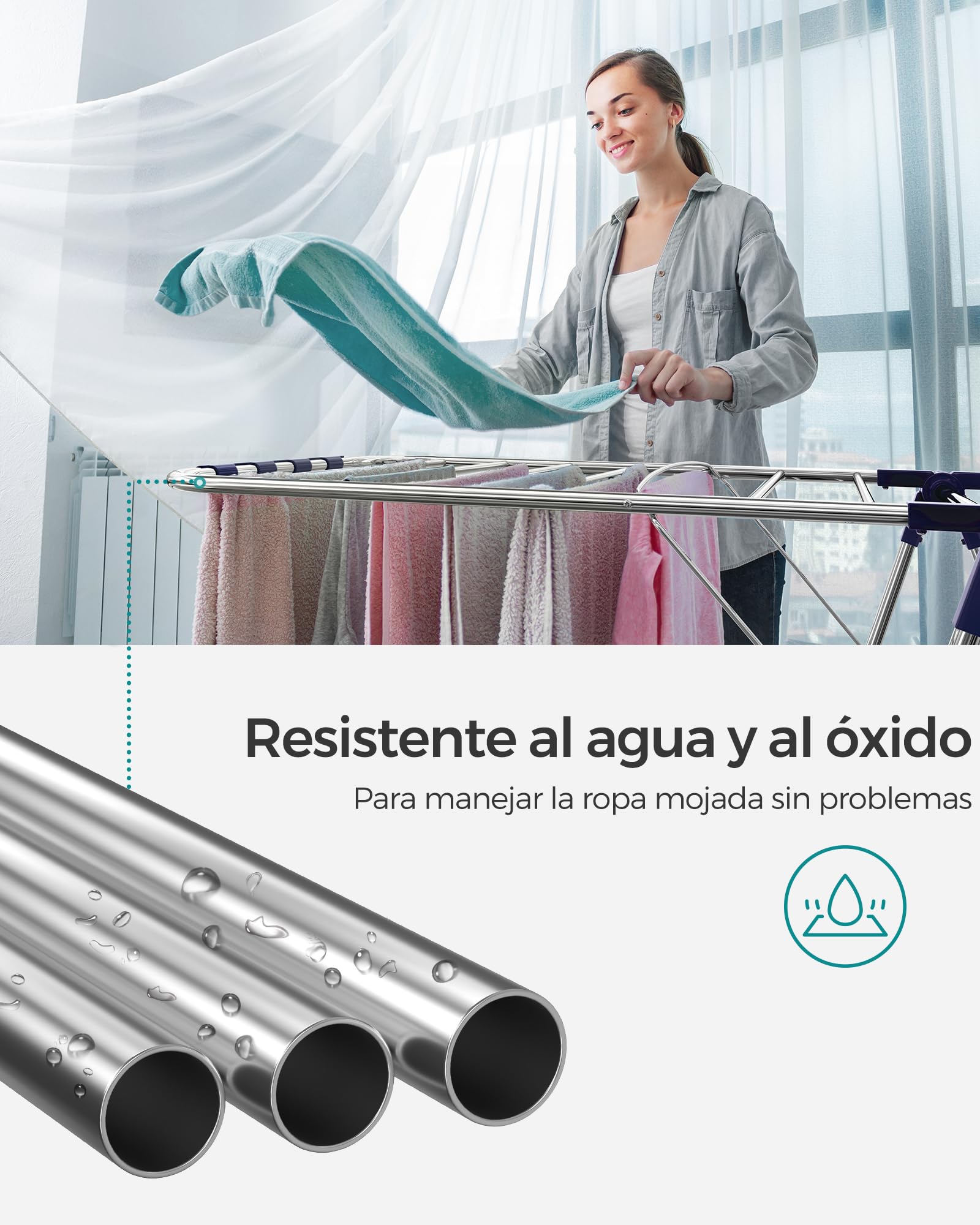 Tendedero plegable de 2 niveles con altura ajustable, 33 varillas para secar ropa, pinzas para calcetines