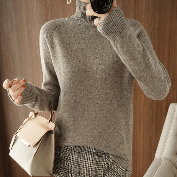 Women's Solid Turtleneck Knit Sweater