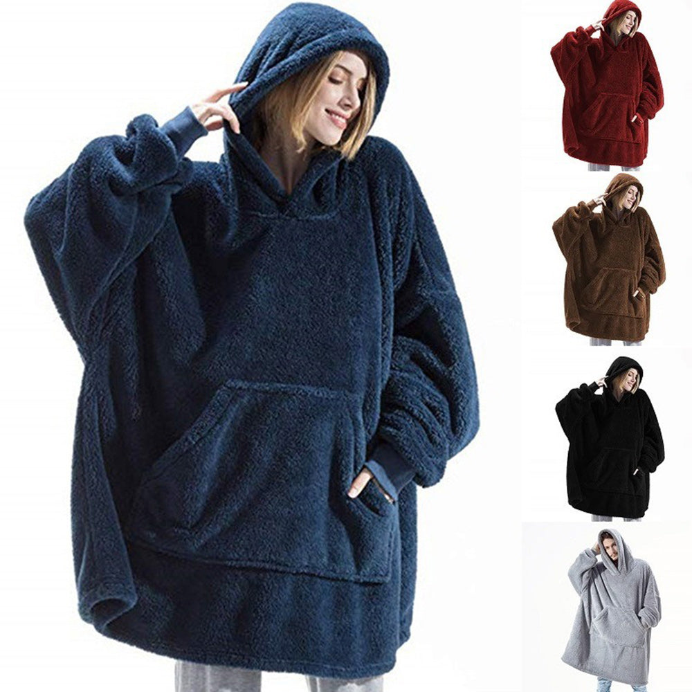 Castillotigo™ Parejas de invierno espesaron la ropa de casa de bolsillo cálido de lana de doble cara