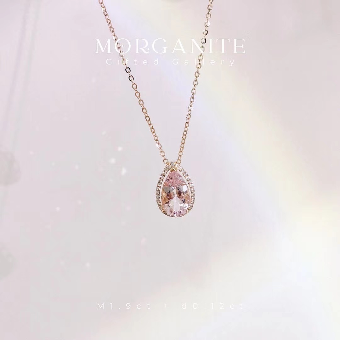 Sold＊Morganite x Diamond Necklace by Gifted Gallery