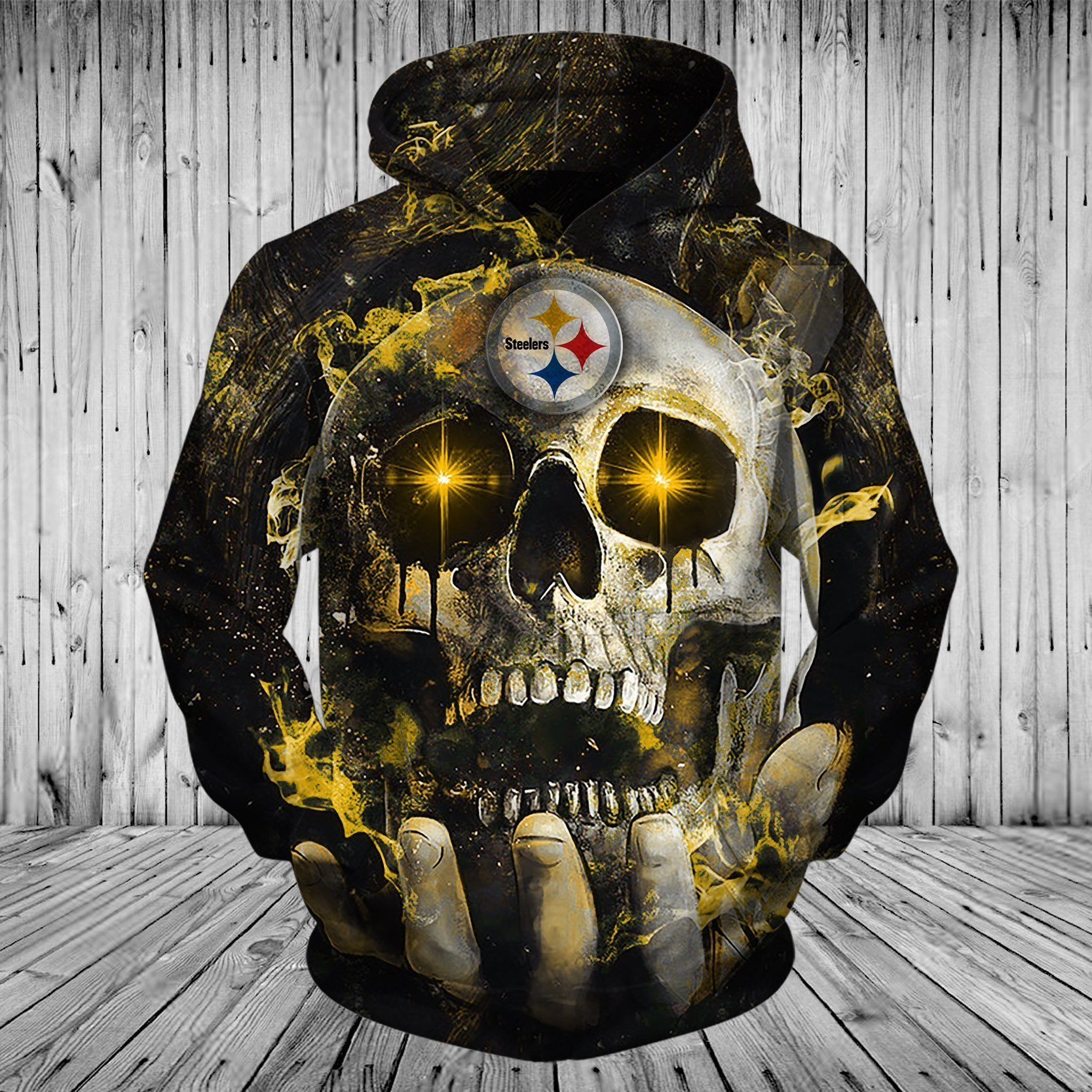 STEELERS 3D HOODIE SKULL 68