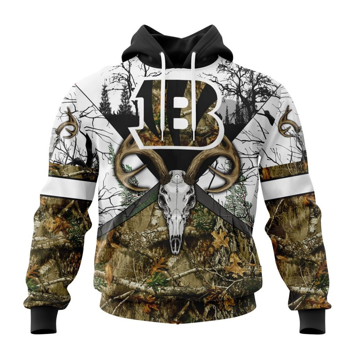 CINCINNATI BENGALS DEER SKULL AND FOREST 3D HOODIE