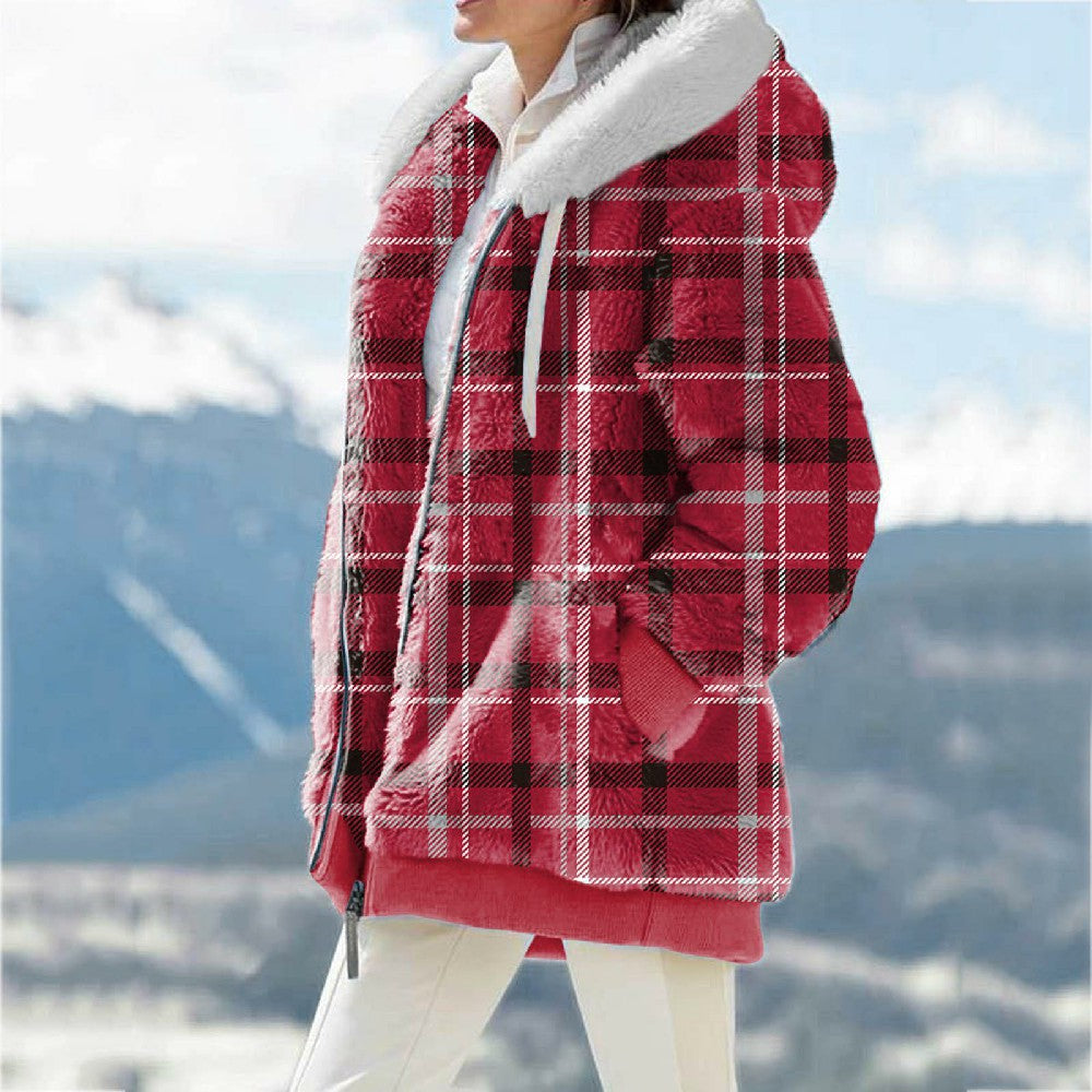 Castillotigo™ Nueva chaqueta con capucha teñida y estampada de felpa suelta de otoño e invierno para mujer