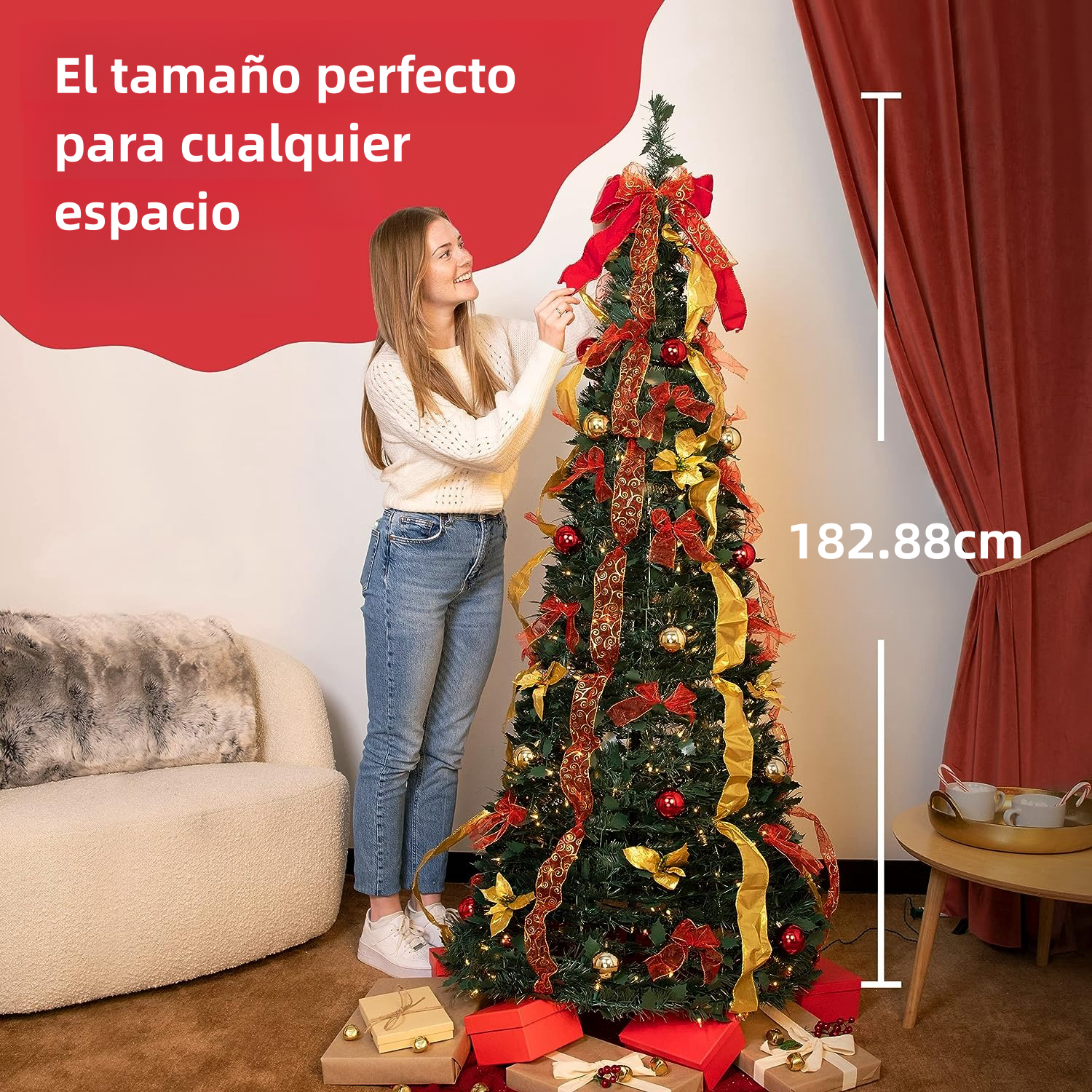 🎅 Árbol de Navidad emergente con luces y decoraciones 🎄 Árbol de Navidad iluminado plegable 🎄 Árbol de Navidad iluminado predecorado