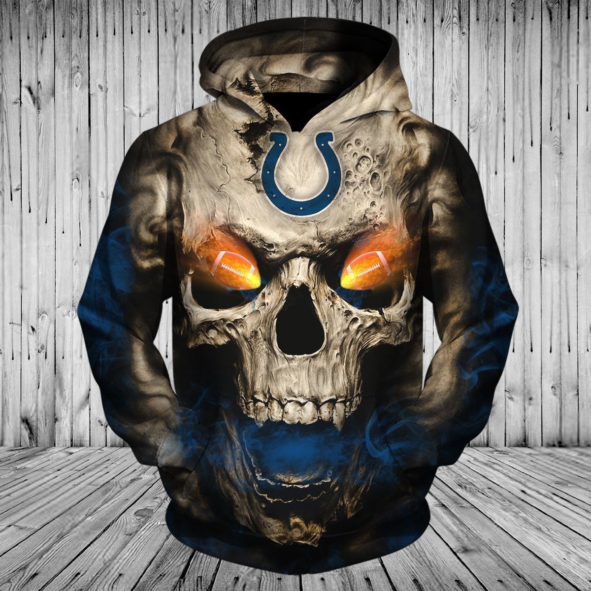 COLTS  3D HOODIE SKULL2