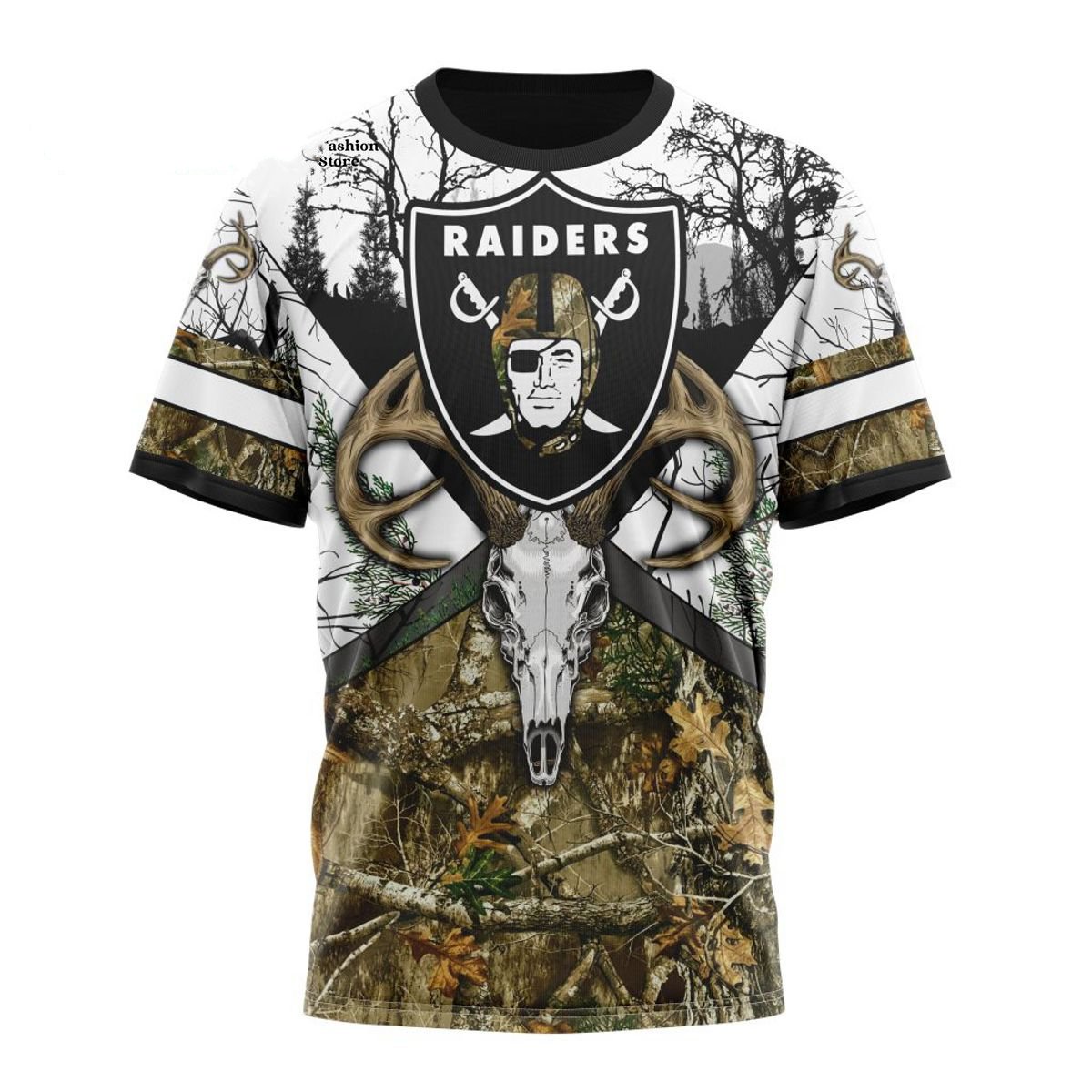 LAS VEGAS RAIDERS DEER SKULL AND FOREST 3D HOODIE