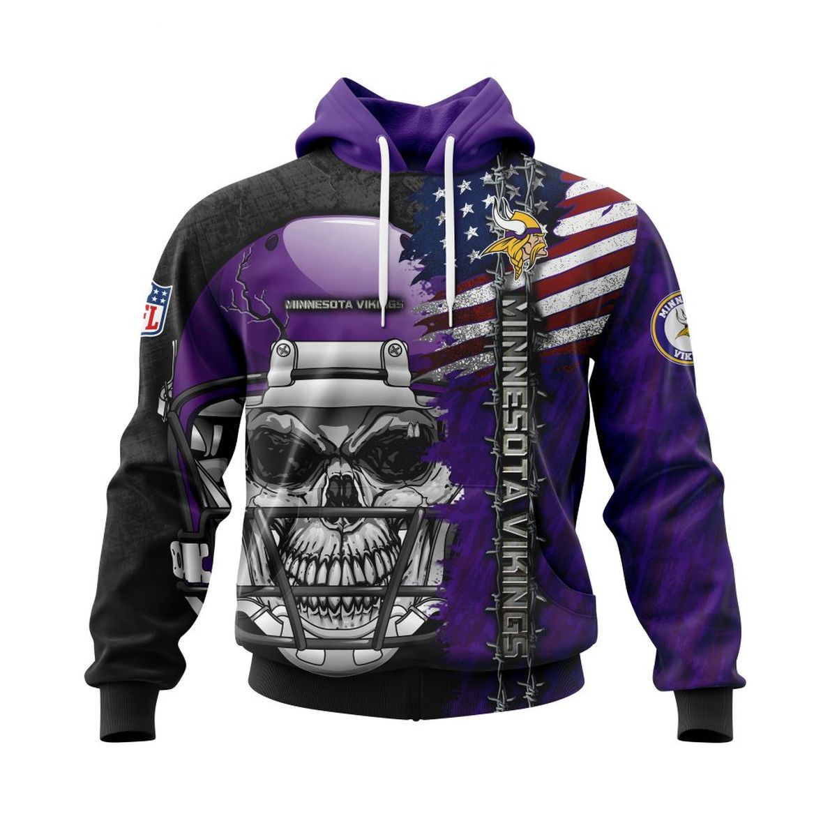 MINNESOTA VIKINGS 3D HOODIE SKULL0803