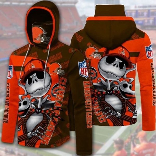 CLEVELAND BROWNS 3D HOODIE SKULL 114