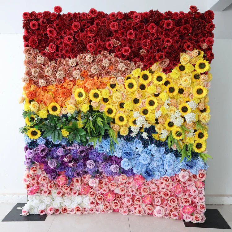 🌸Muro de flores de tela enrollable hecho a mano (con soporte)