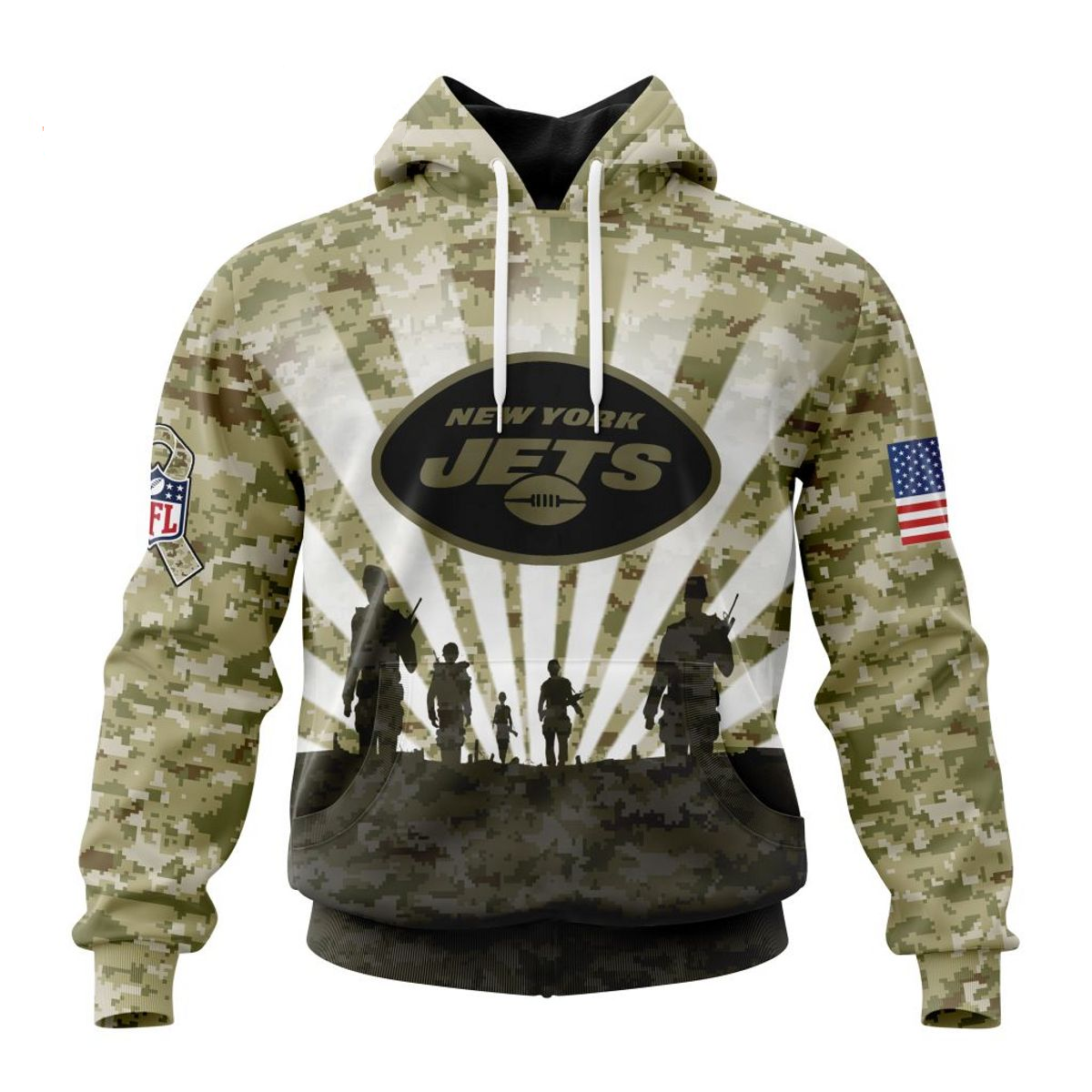 NEW YORK JETS 3D HOODIE HONOR VETERANS