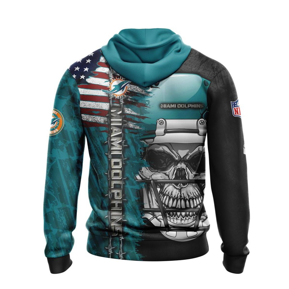 MIAMI DOLPHINS 3D HOODIE SKULL0803
