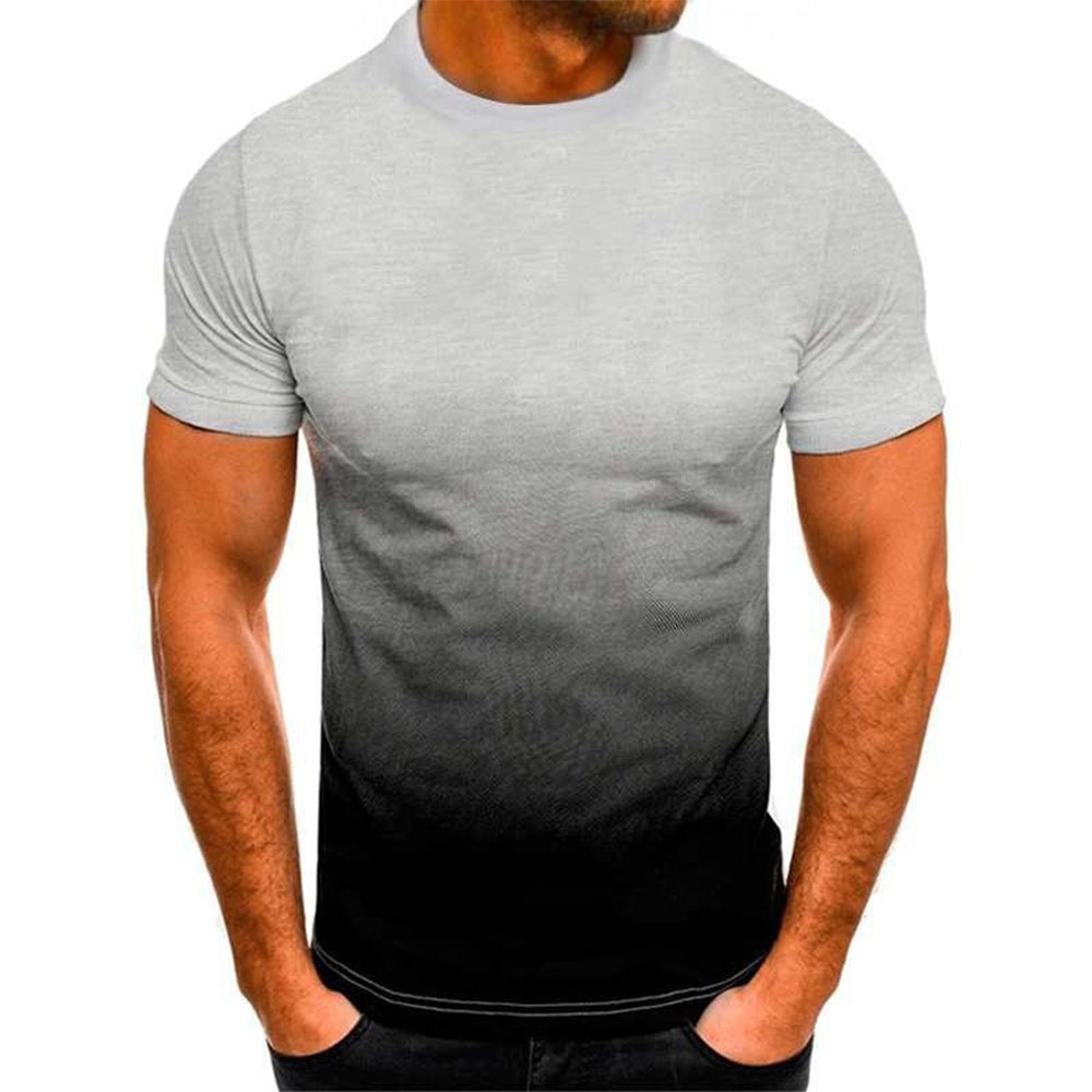 Castillotigo™ Camiseta de cuello redondo con degradado deportivo informal de verano para hombre