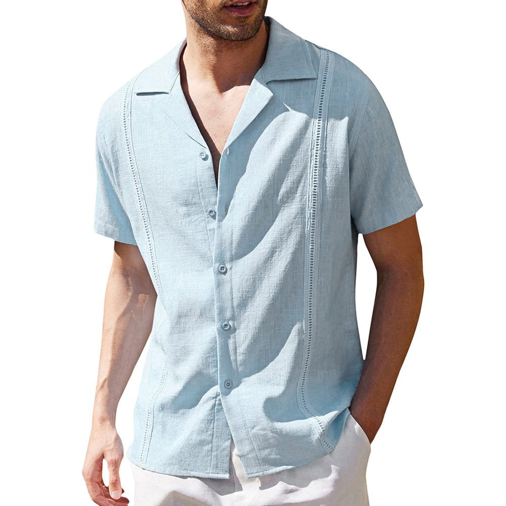 Castillotigo™ Camisas de manga corta de lino de moda para hombre