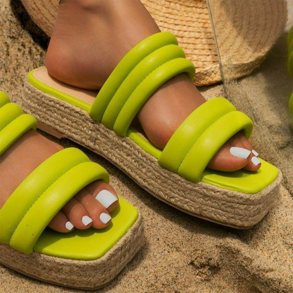 Castillotigo™ Nuevas sandalias de punta cuadrada con plataforma de cuerda de cáñamo de verano