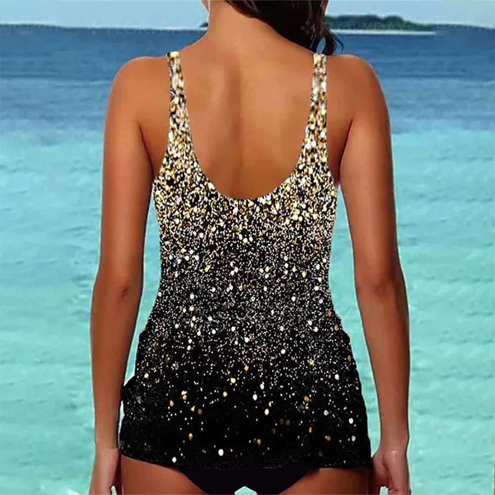 Castillotigo™ Traje de baño dividido con espalda abierta y estampado sexy
