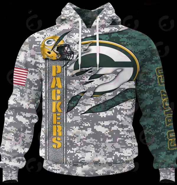 GREEN BAY PACKERS 3D HOODIE CAMO US