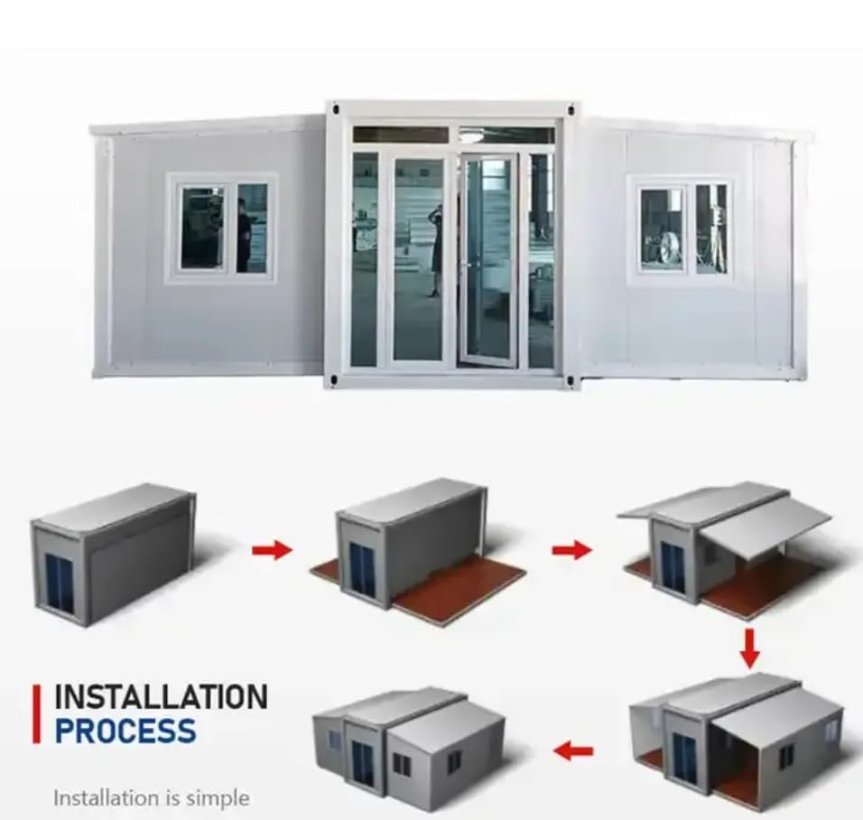 Casa móvil portátil de 20x20 pies, adecuada para hoteles, cabañas, oficinas, casetas de vigilancia, tiendas, villas, almacenes, talleres (con baño)