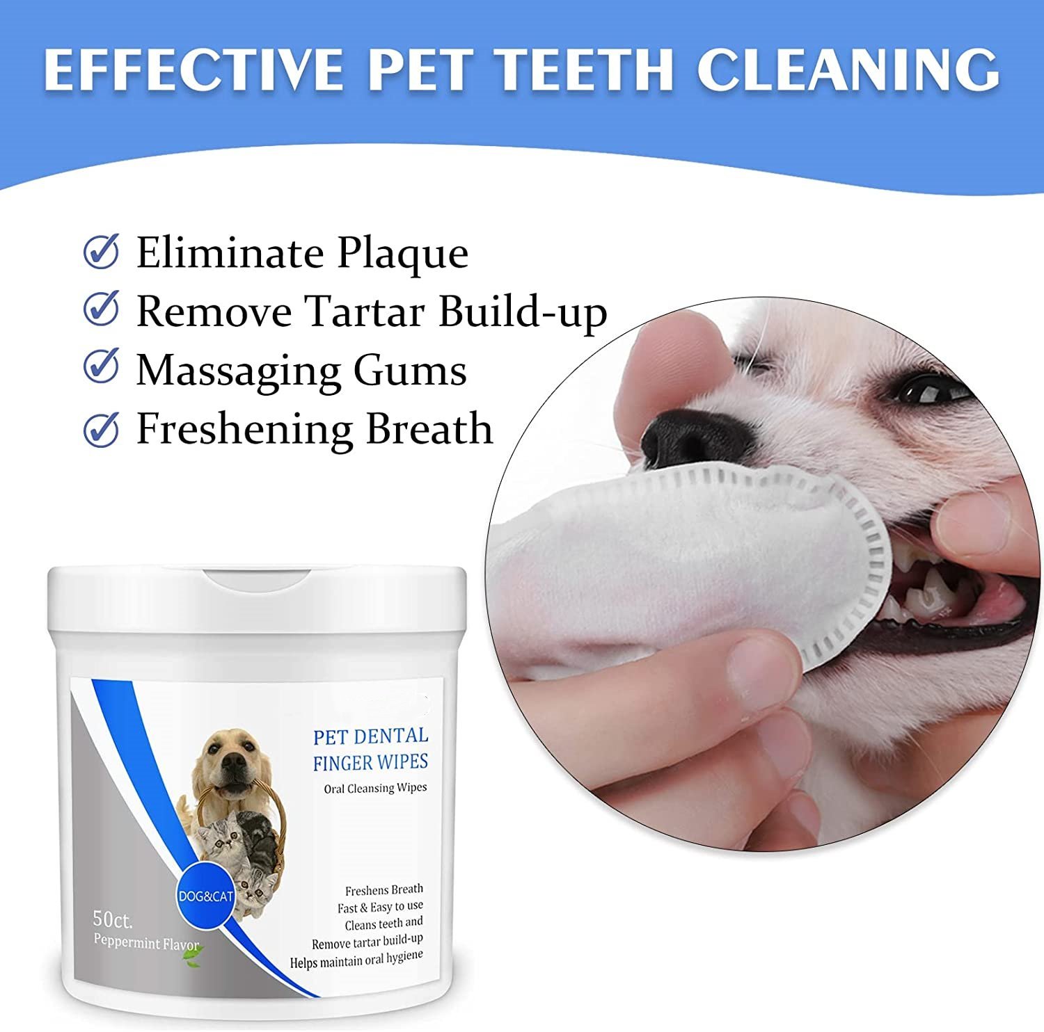 Pet Dental Cleaning Finger Wipes-50 Wipes (BUY 2 GET 1 FREE)