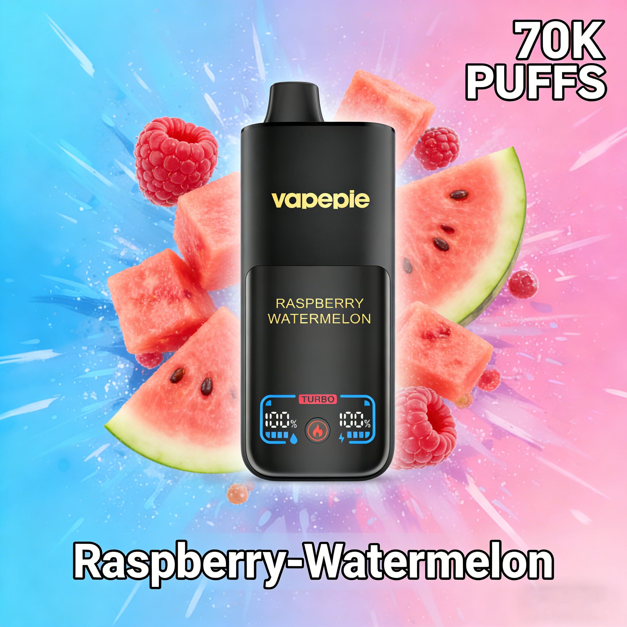 Raspberry Watermelon & Vapepie Mega 70K Puffs Disposable Vape