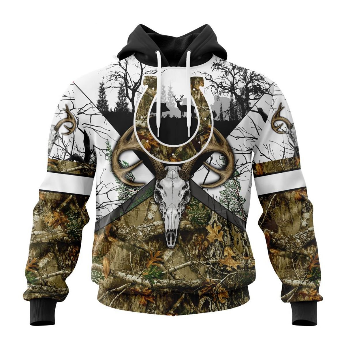 INDIANAPOLIS COLTS DEER SKULL AND FOREST 3D HOODIE