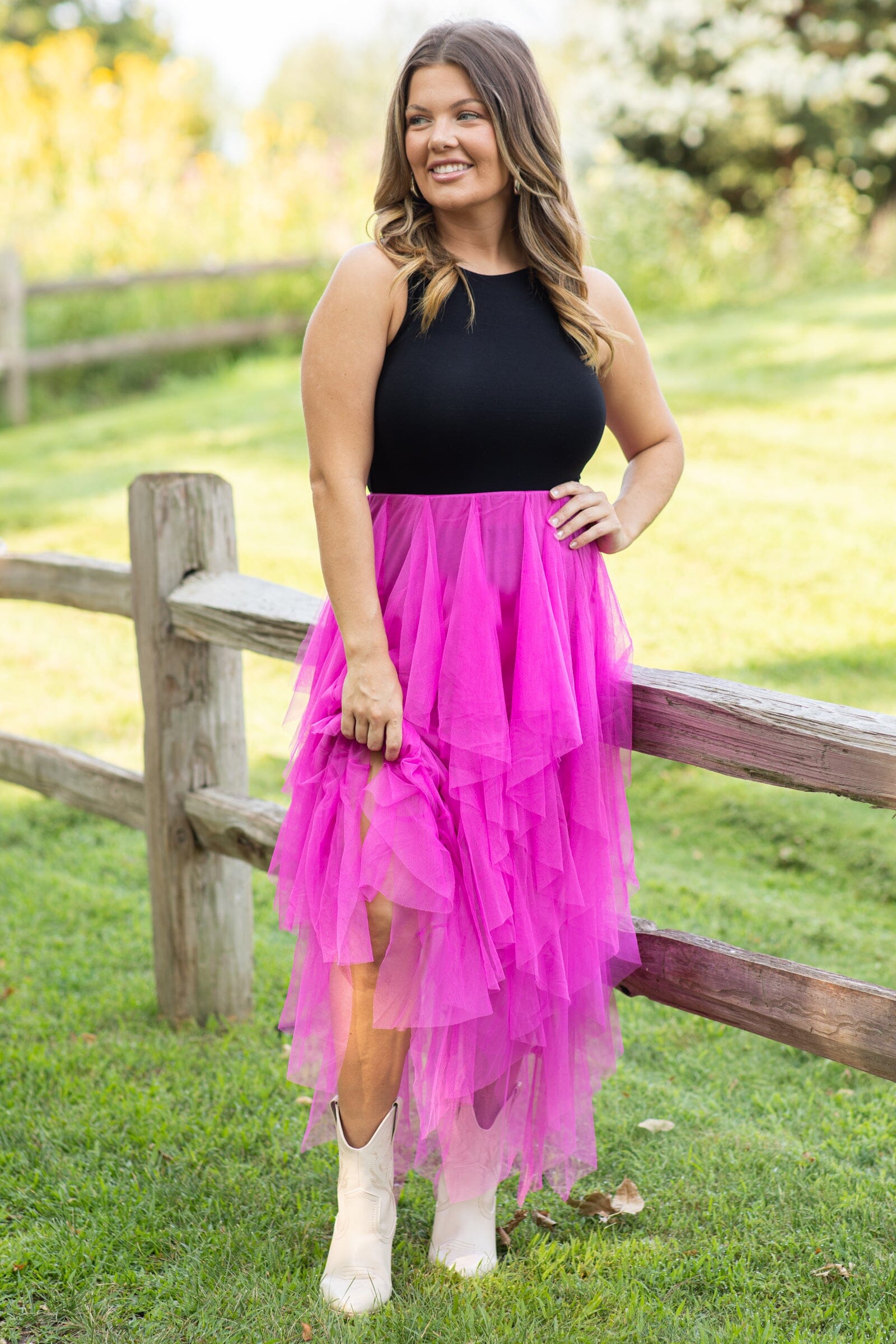 Fuchsia Tulle Maxi Skirt