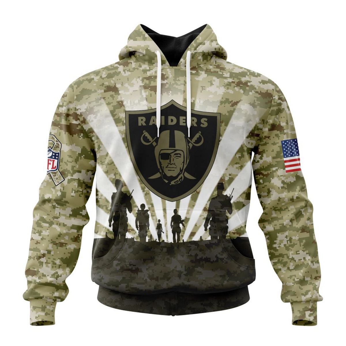 LAS VEGAS RAIDERS 3D HOODIE HONOR VETERANS