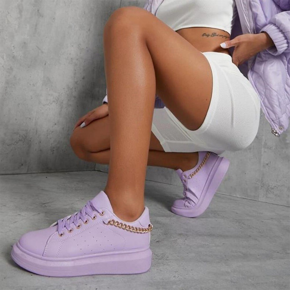 Castillotigo™ 2022 Nuevos zapatos casuales con cordones de cadena de color sólido