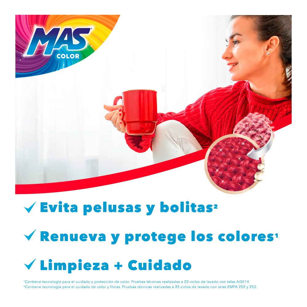 MAS Color - Detergente Líquido para el Cuidado de la Ropa Color Intenso 6.64L (88 porciones)