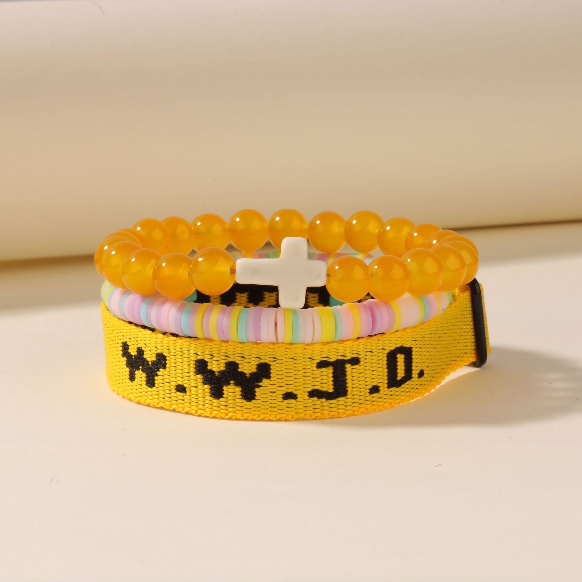 Wwjd Beaded Bracelet With Cross Charm, Exquisite Jewelry For Birthday Gift