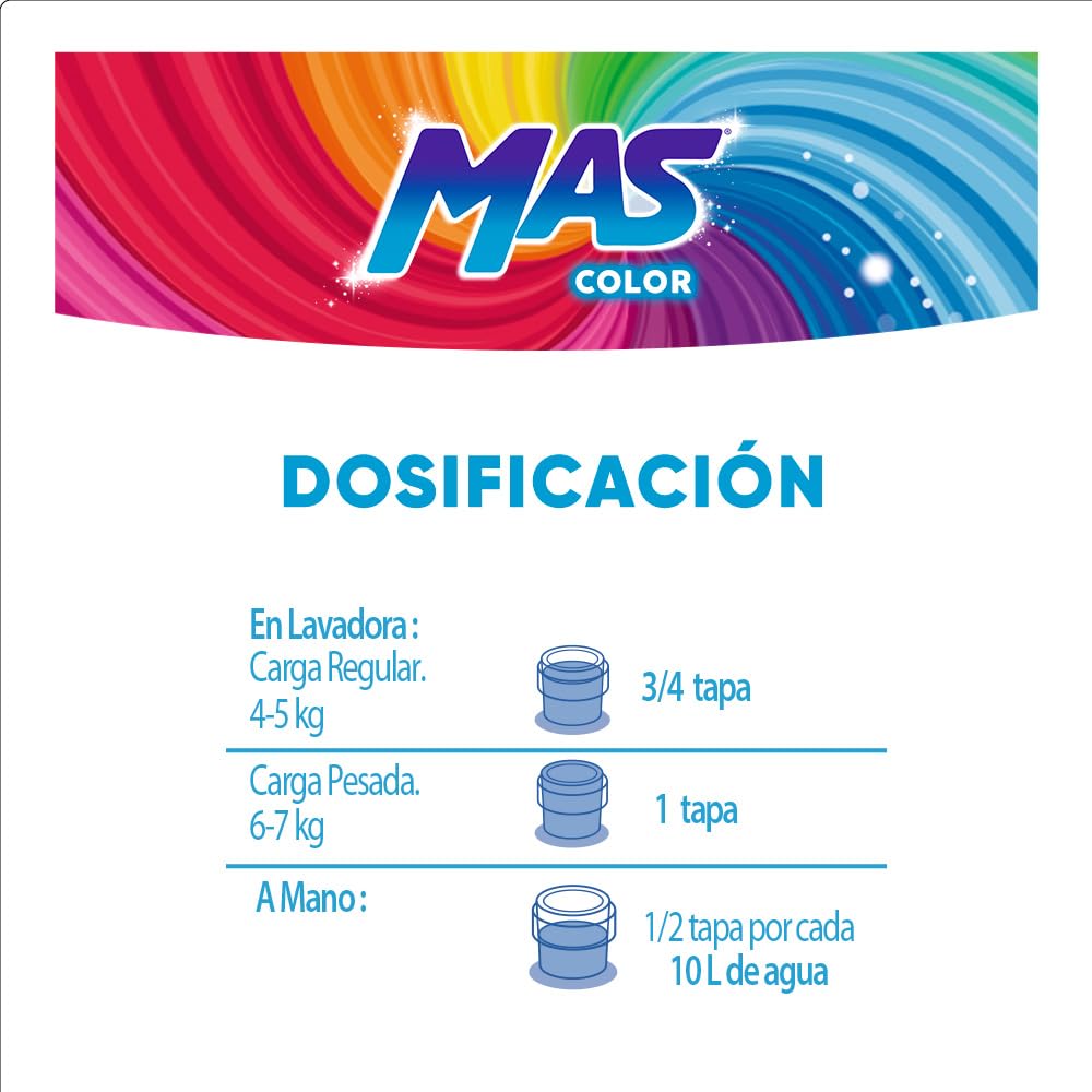 MAS Color - Detergente Líquido para el Cuidado de la Ropa Color Intenso 6.64L (88 porciones)