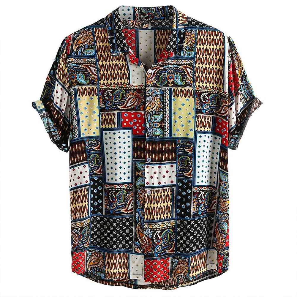 Castillotigo™ Novedad de verano playera de playa con estampado étnico para hombre