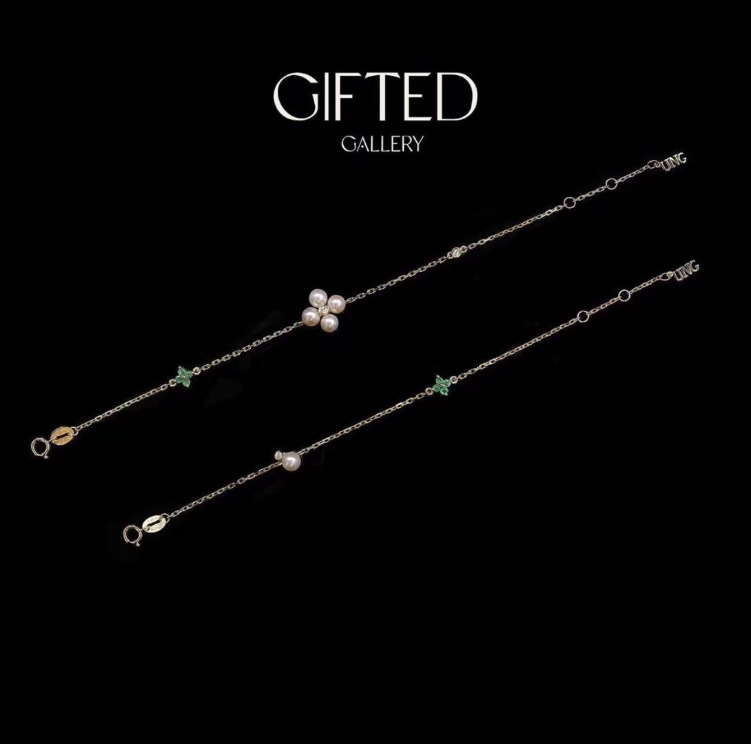 Bespoke＊Emerald x Pearl Bracelet Set by Gifted Gallery