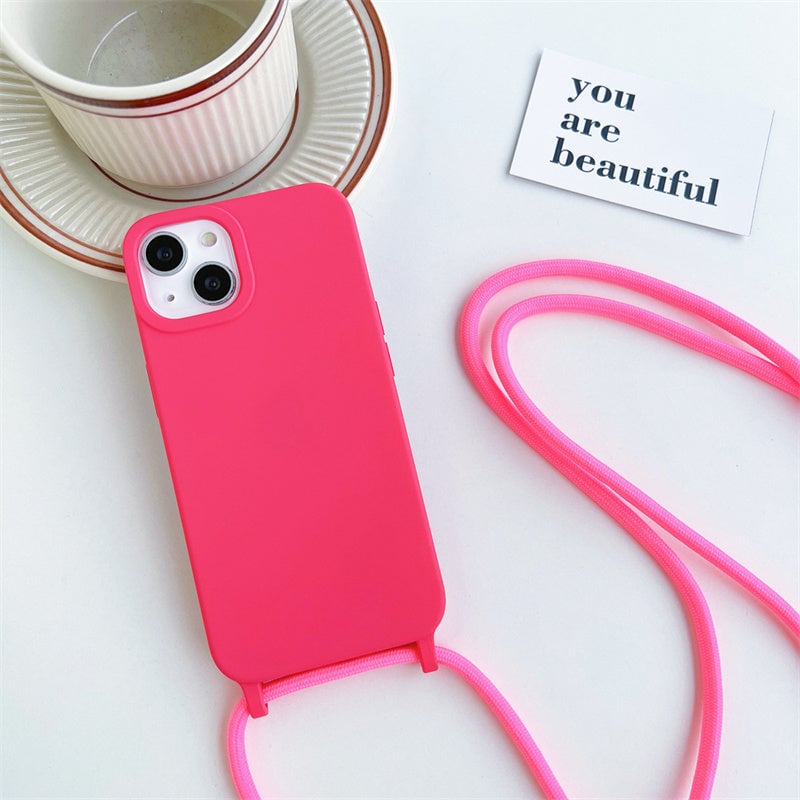 Solid Silicone Lanyard Case for iPhone