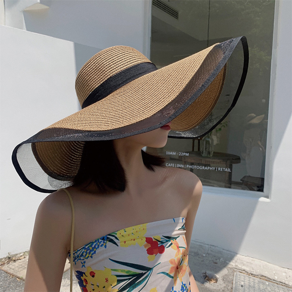 Castillotigo™ Sombrero de playa con borde de hilo de red de viaje Seaside