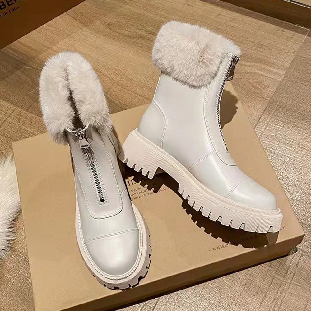 Castillotigo™ Botas de nieve con cuello de piel con cremallera