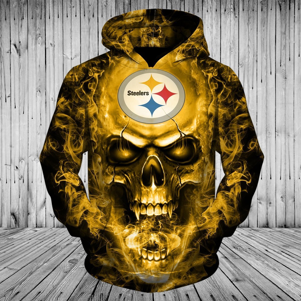 STEELERS 3D HOODIE SKULL 84