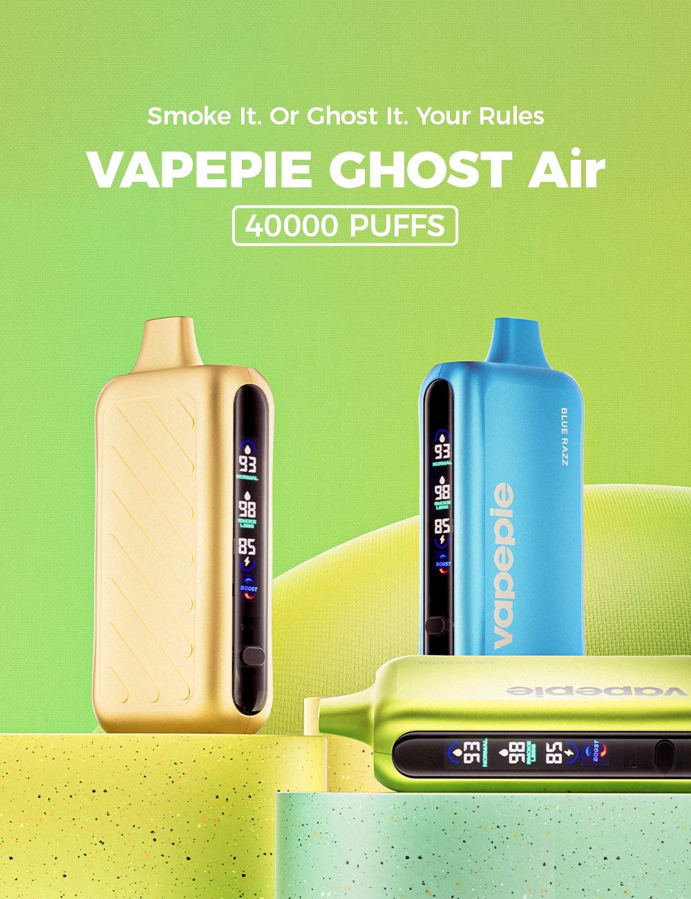 VAPEPIE Ghost Air 40000 PUFFS disposable vape with dual tank and LED display