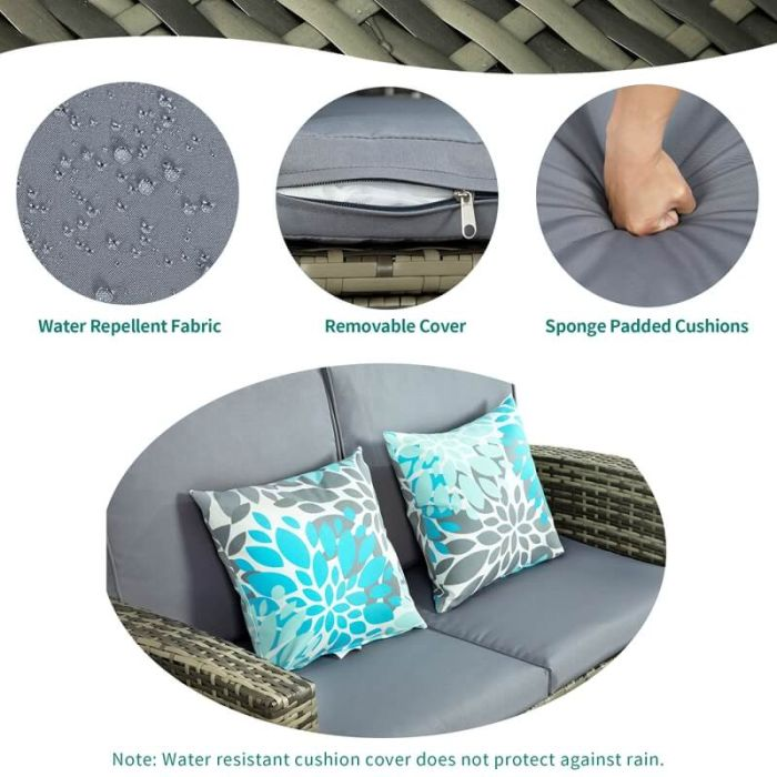 5 Piece PE Rattan Patio Outdoor Conversation Sets with Table