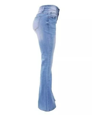 Castillotigo™ Jeans acampanados ajustados de tiro medio para mujer