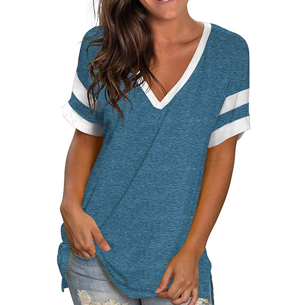 Castillotigo™ Nuevas camisetas de mujer de color sólido con costuras de manga corta