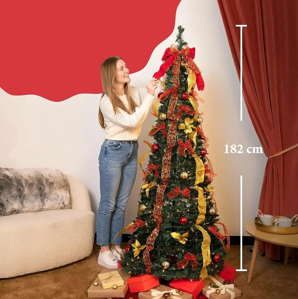 🎅Árbol de Navidad emergente con luces y decoraciones🎄Árbol de Navidad plegable con luces🎄Árbol de Navidad predecorado con luces