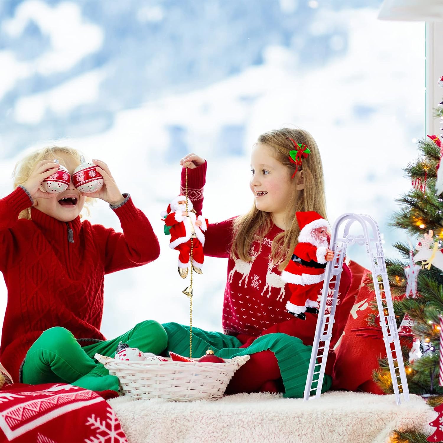 (🔥2024 BEST GIFT TO FAMILY🔥)Electric Chimney Climbing Santa Claus Musical Toys