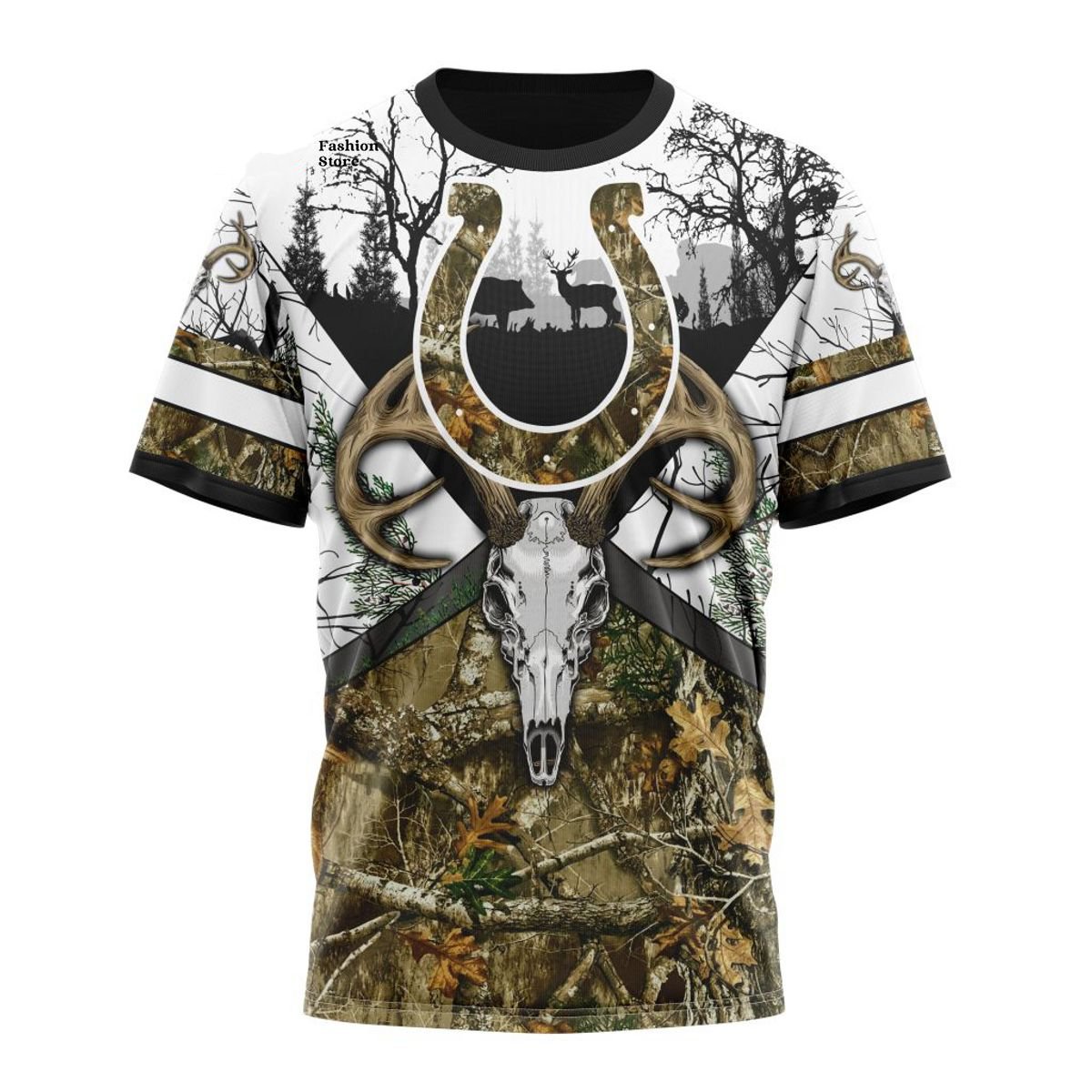 INDIANAPOLIS COLTS DEER SKULL AND FOREST 3D HOODIE