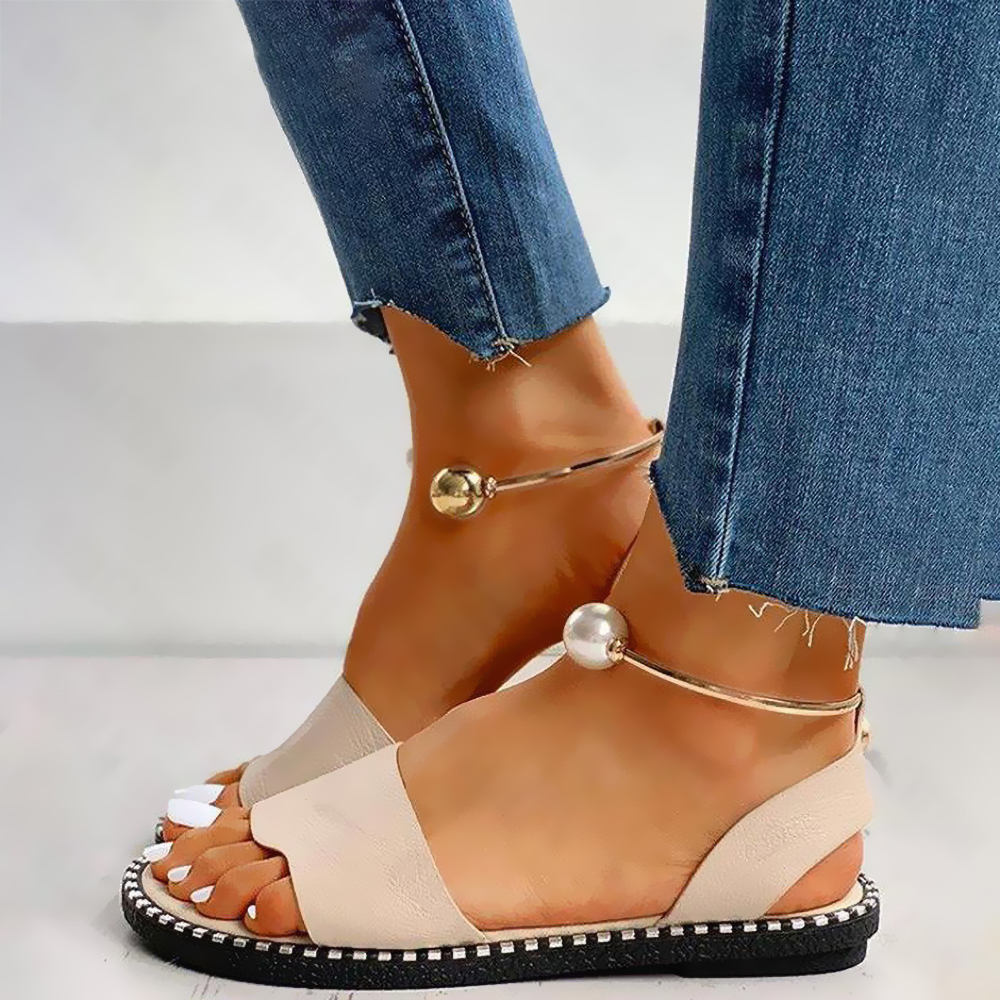 Castillotigo™ Sandalias planas de perlas de verano de moda