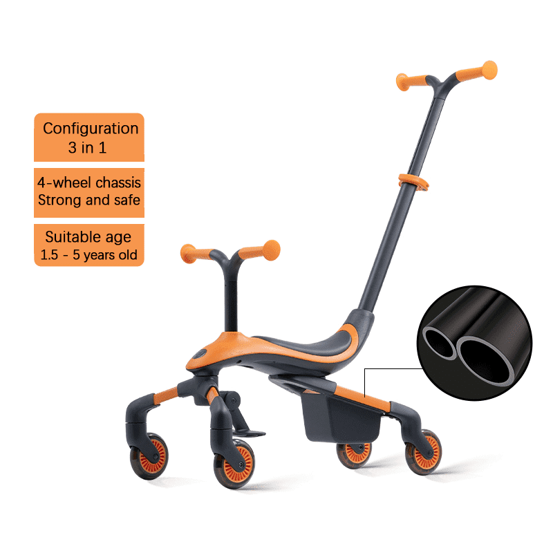 Children's skateboard stroller 6-in-1 is suitable for babies and children aged 3 months to 12 years old