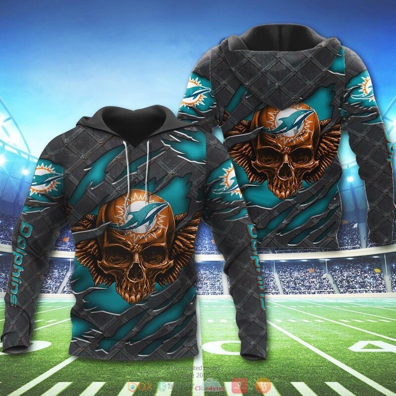 MIAMI DOLPHINS WINGS SKULL 3D HOODIE