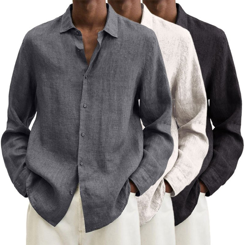 Castillotigo™ Camisa de lino de algodón cómoda estilo casual para hombre