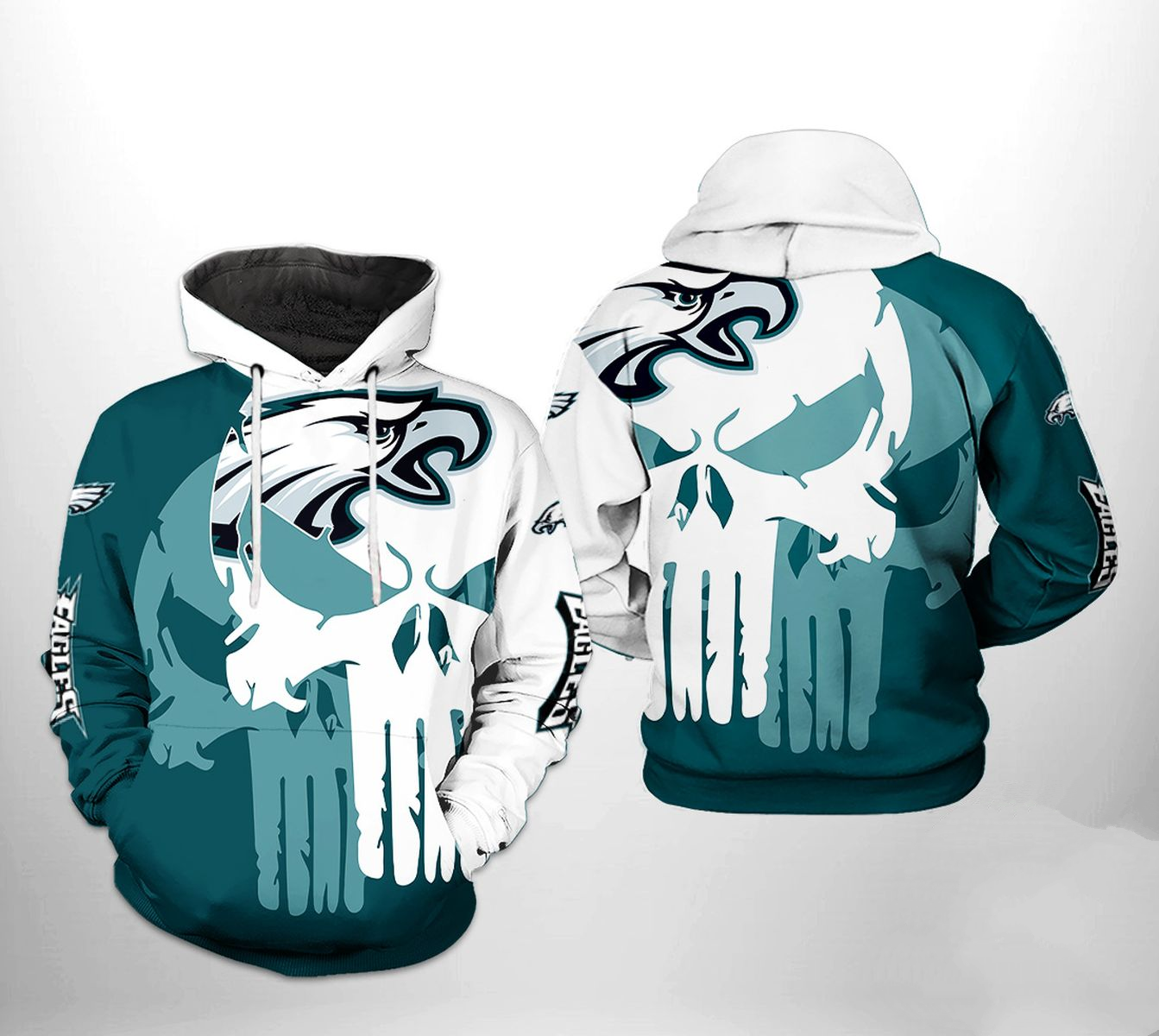 PHILADELPHIA EAGLES 3D HOODIE SKULL107