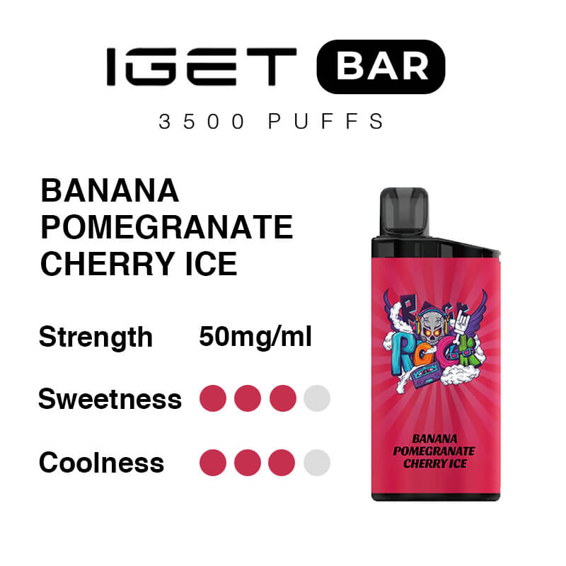 IGET Bar 3500 Puffs - Banana-Pomegranate-Cherry-Ice